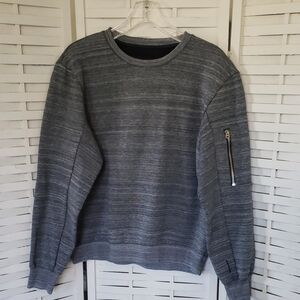 G- Star Raw Gray Crewneck Sweater with Textured Stripes Size L